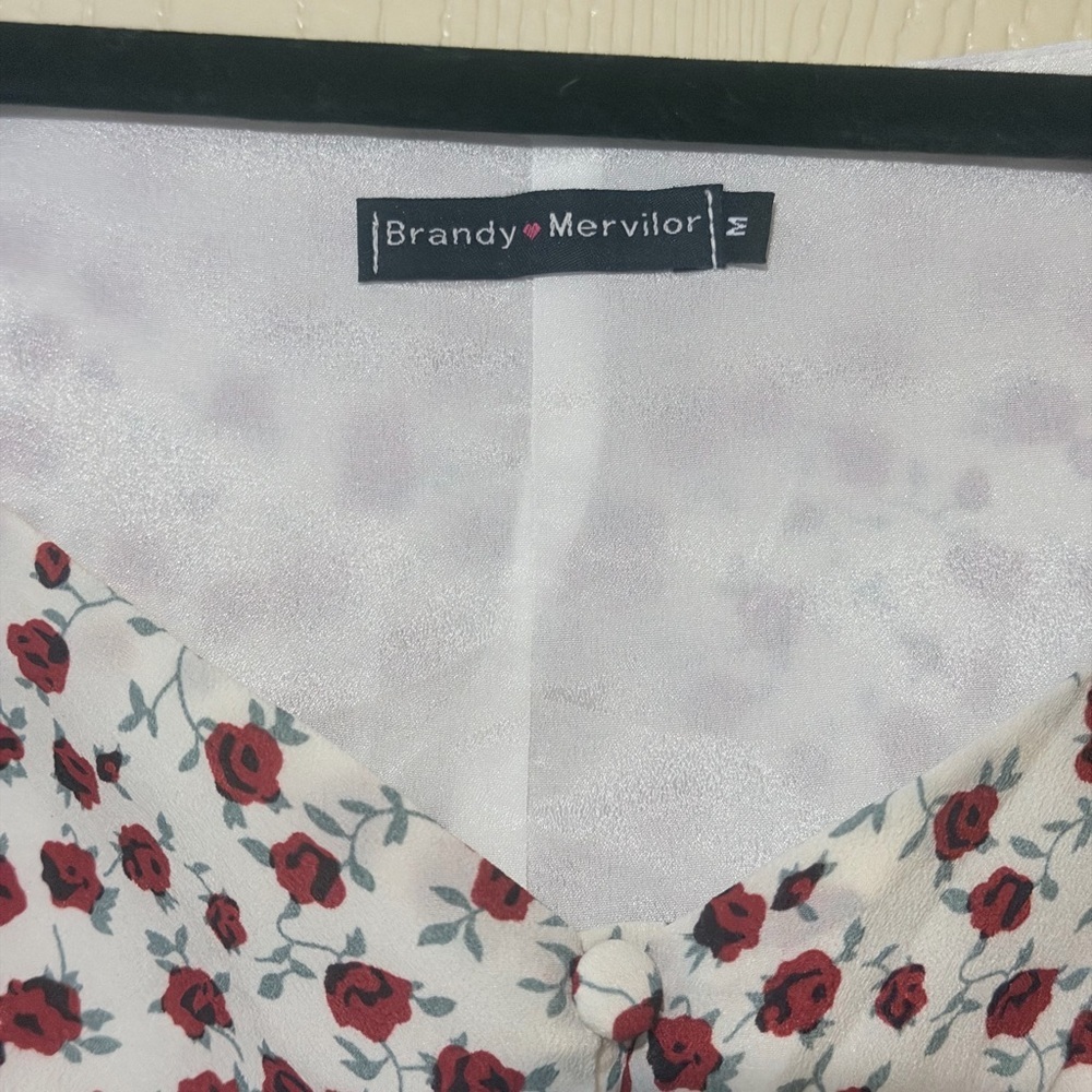 Brandy Melville Red and White Floral Blouse - Picture 6 of 8